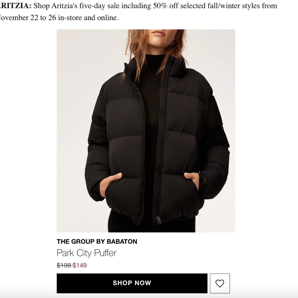 Aritzia Park City Puffer Jacket